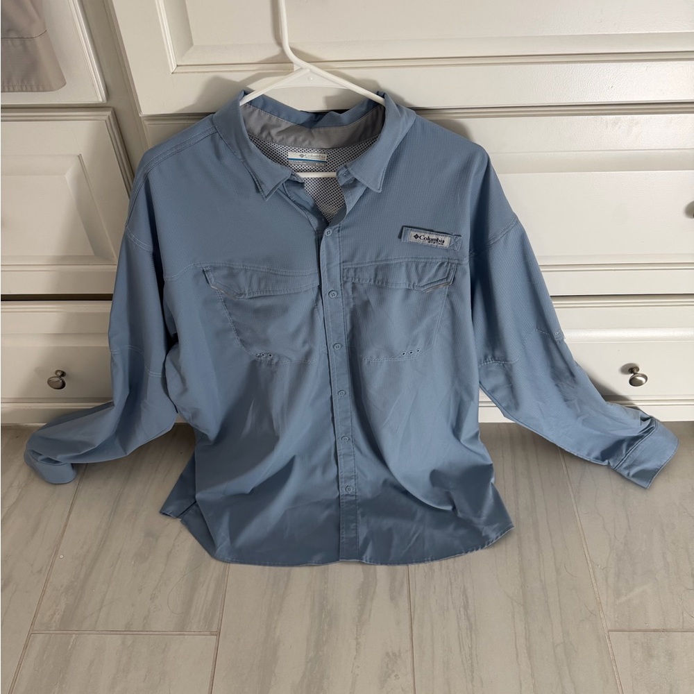 Columbia Light Blue Performance Long Sleeve Shirt